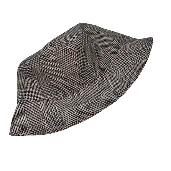 Brown Plaid Check Fedora Trilby Hat with Red Satin Lining - Picture 1 of 6